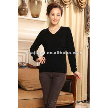 simple V neck women's 100% cashmere sweater